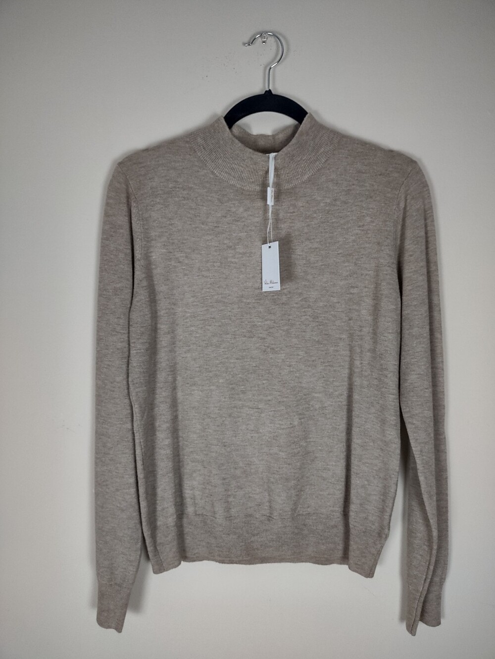 NWT Vila Milano Beige Mock Neck Knit Sweater Size Medium Soft Lightweight